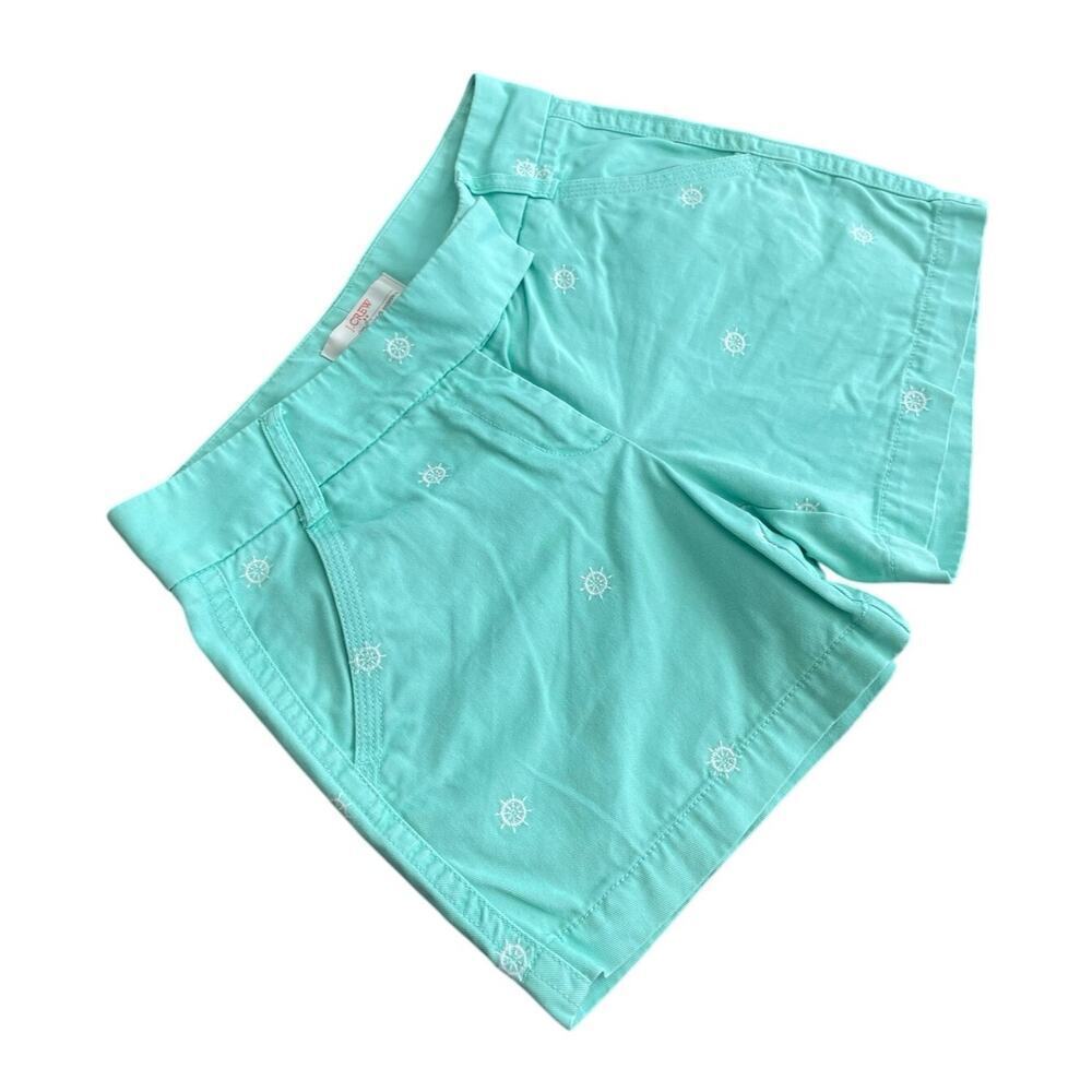 JCREW CHINO SHORTS BROKEN IN COTTON SZ 0 MINT GREEN HELM FLAT FRONT SAILOR CHIC - Picture 13 of 13